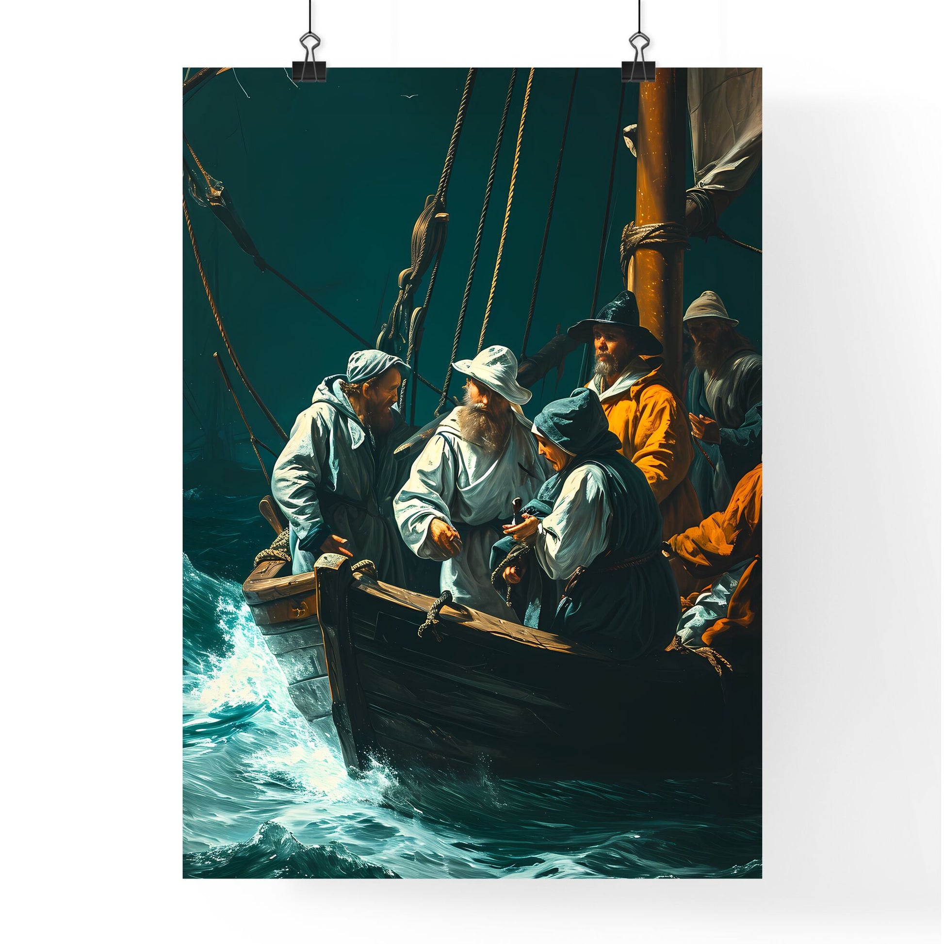 A Poster of injured soldiers - A Group Of People In A Boat Default Title