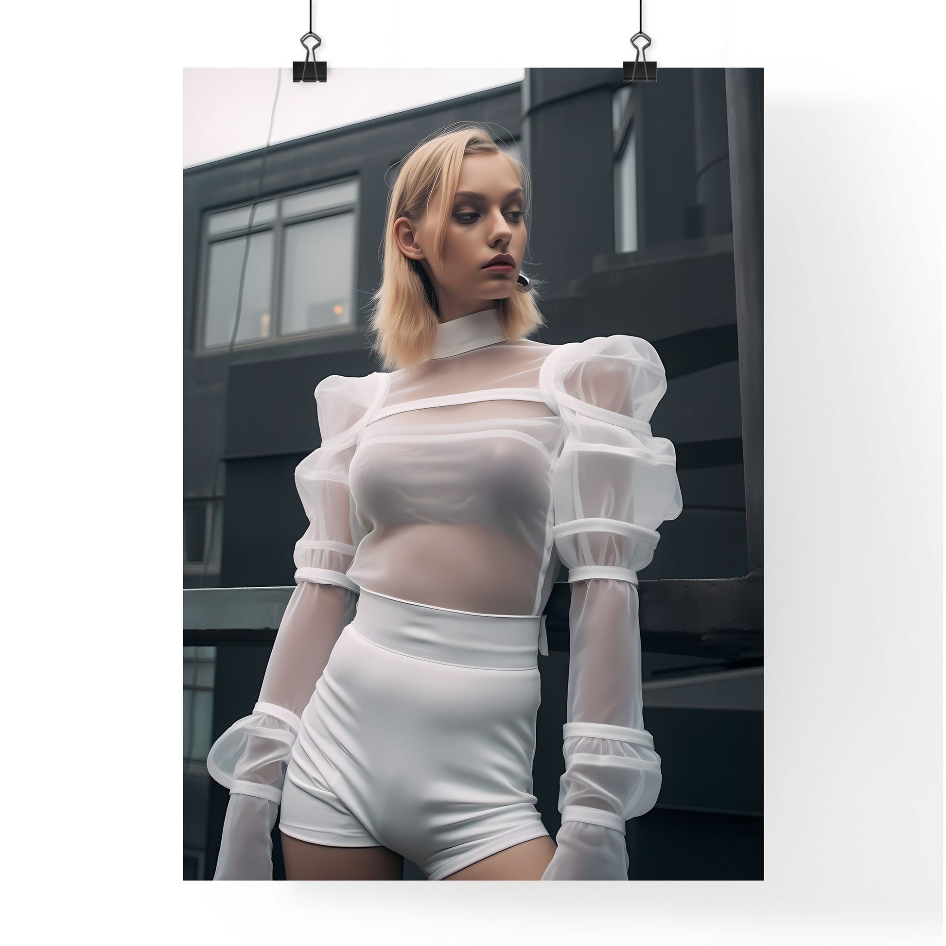 A Poster of all about the shoulder long sleeve sweater - A Woman In A White Outfit Default Title