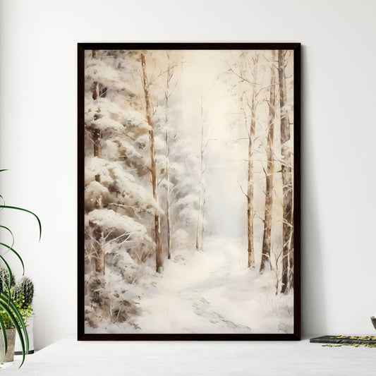 A Poster of Vintage For Birthday Snowy Fores - Framed Art Print