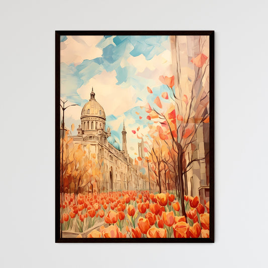 A Poster of cinco de mayo holiday - A Building With A Dome And Flowers Framed Art