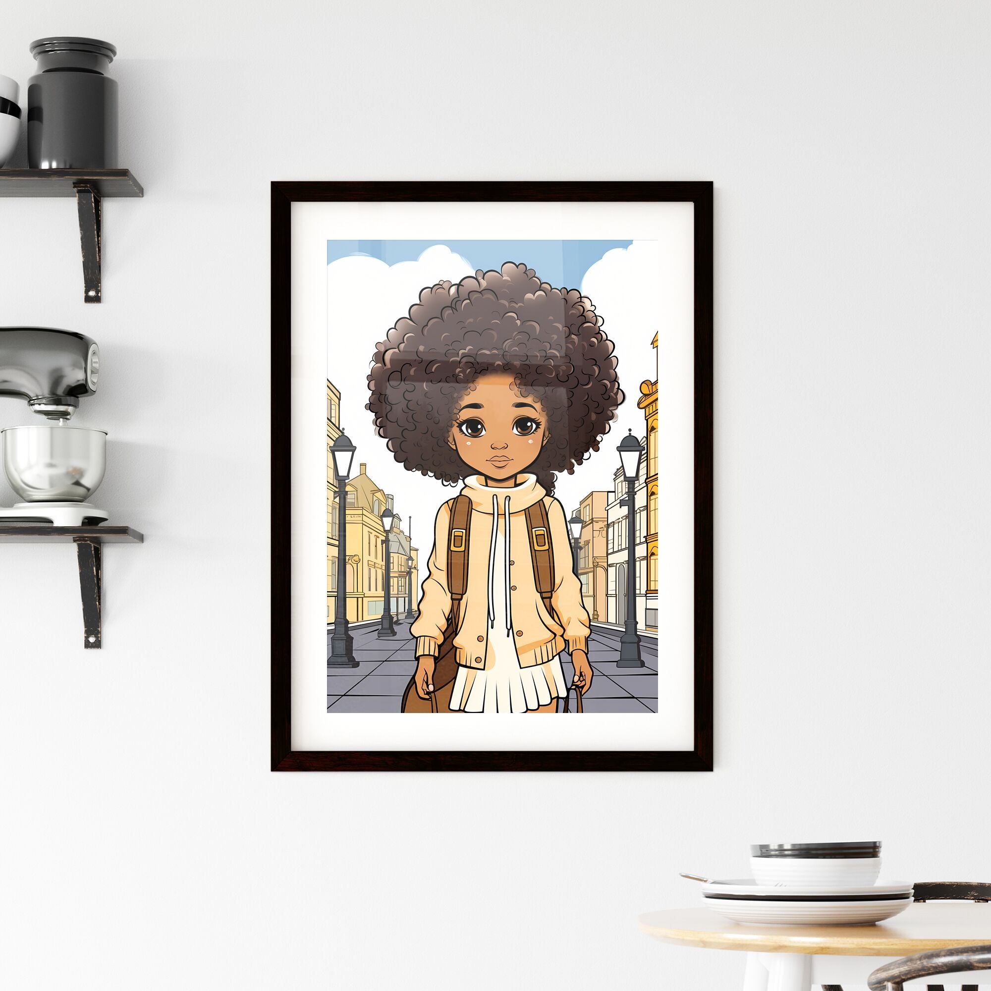 Cartoon cute afro girl backpack sale