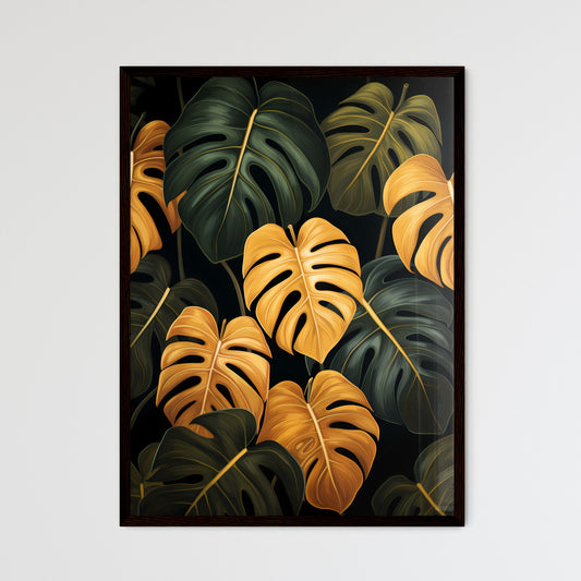 A Poster of monochrome monstera tropical lea - Framed Art Print