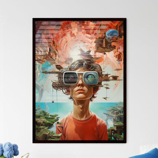 A Poster of An oil painting - A Boy Wearing Large Glasses Default Title