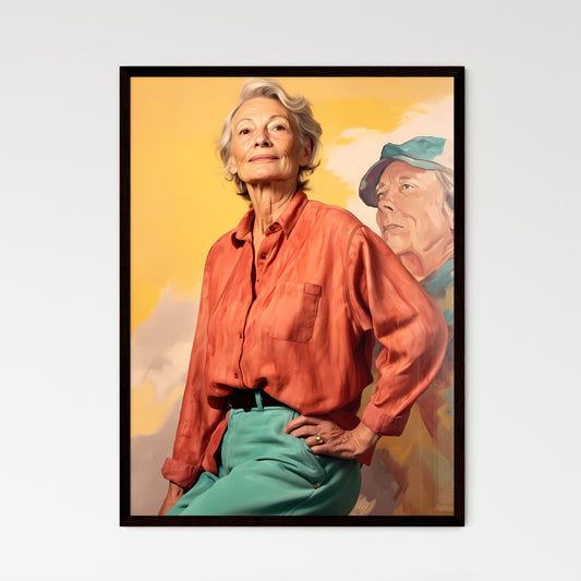 A Poster of Woman in her 70s wearing stylish - Framed Art Print