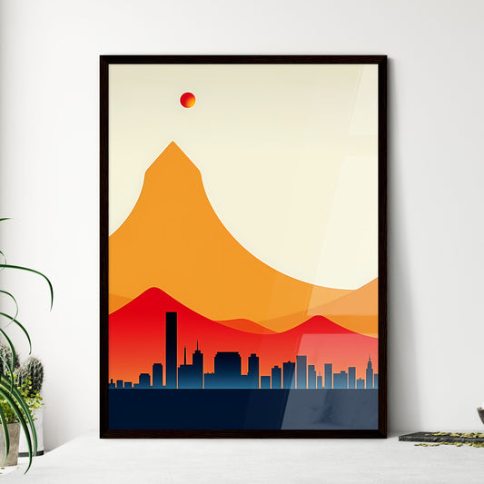 A Poster of minimalist Cape Town skyline - A City In The Mountains Framed Art