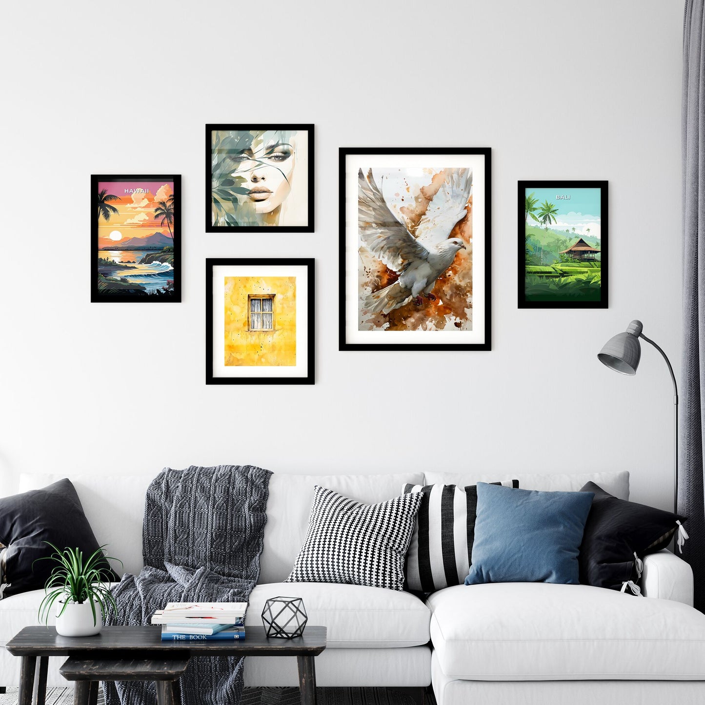 A Poster of watercolor bird in flight in beige tones - A White Bird Flying In The Sky Default Title