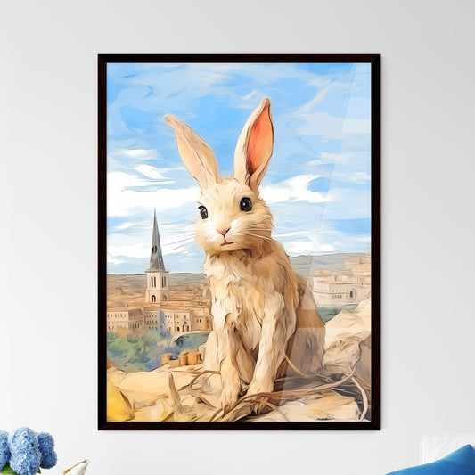 A Poster of funny easter rabbit - A Rabbit Sitting On A Rock Default Title