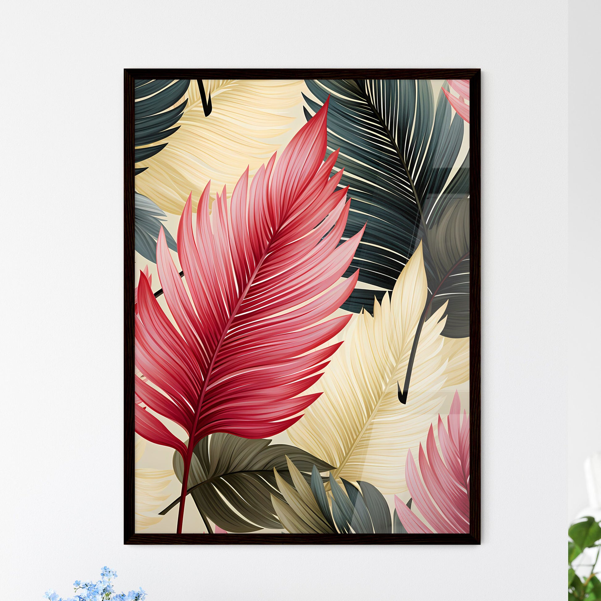 A Poster of green palm leaves  Wall Art