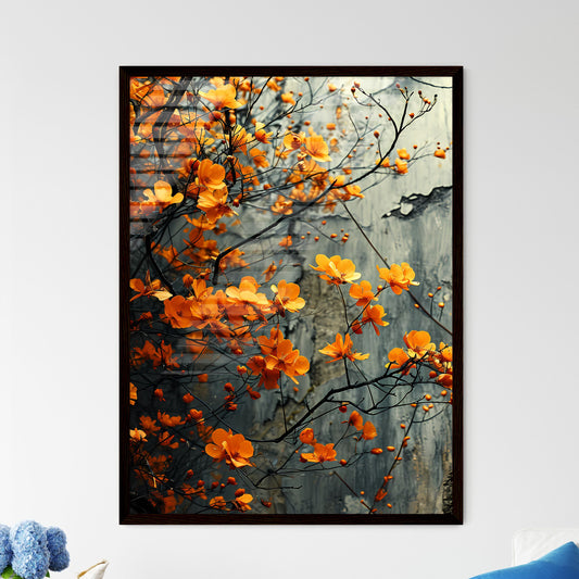 A Poster of A fusion of whimsical and retro - A Tree With Orange Flowers Default Title