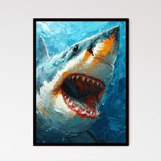 A Poster of The Shark Portrait with colorful Background  Wall Art