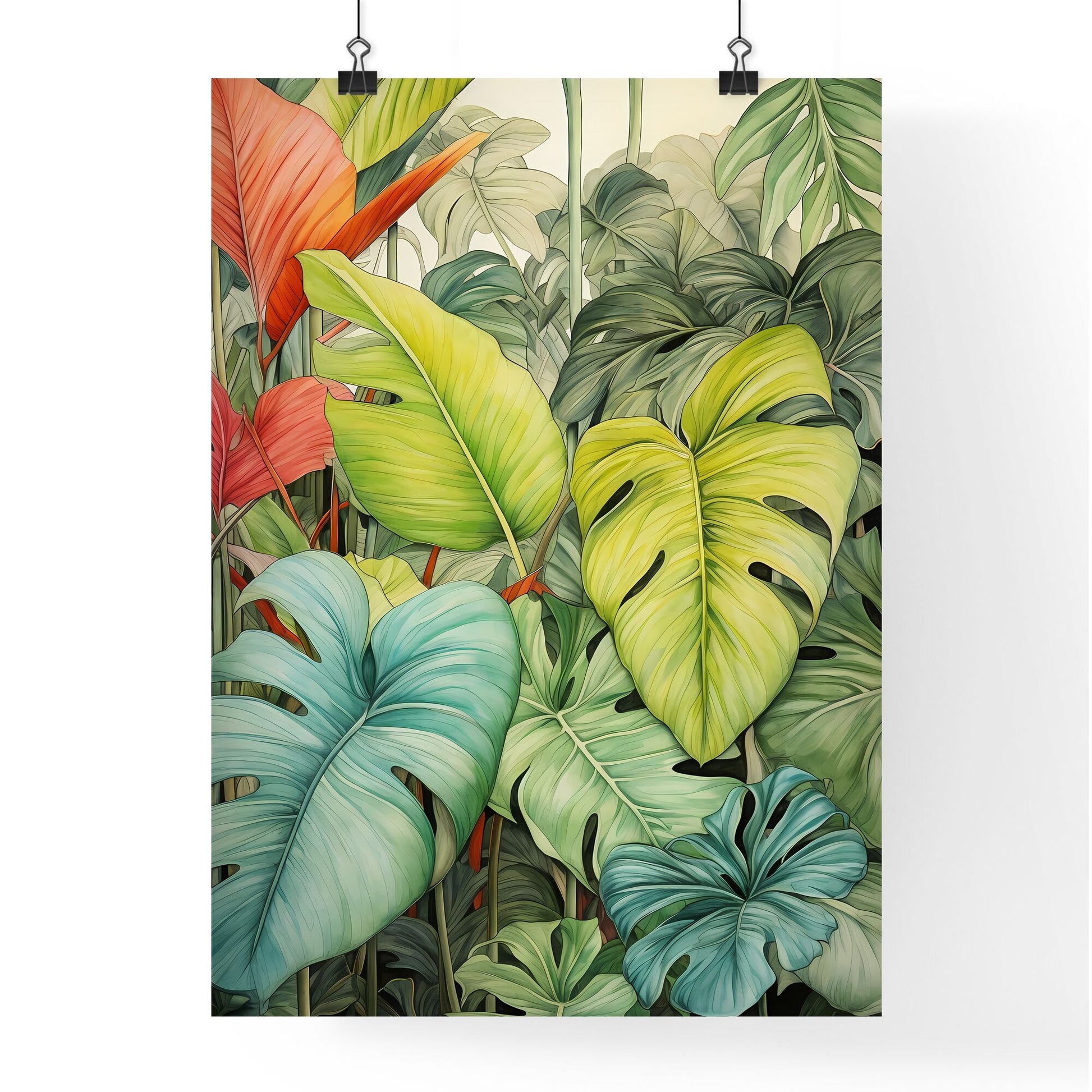 A Poster of tropical leaves - A Group Of Colorful Leaves Default Title