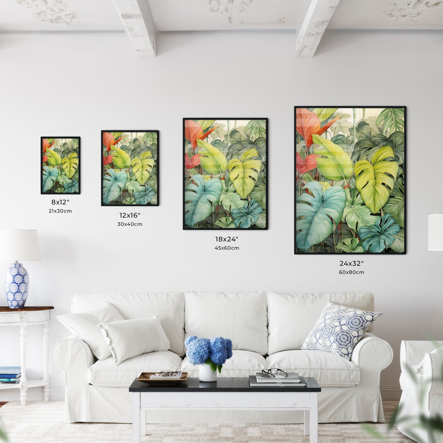 A Poster of tropical leaves - A Group Of Colorful Leaves Default Title