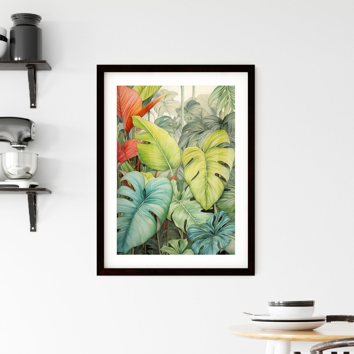 A Poster of tropical leaves - A Group Of Colorful Leaves Default Title