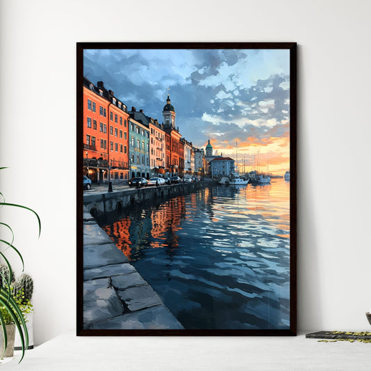 A Poster of Helsinki Capital of Finland - A Water Next To A City Framed Art