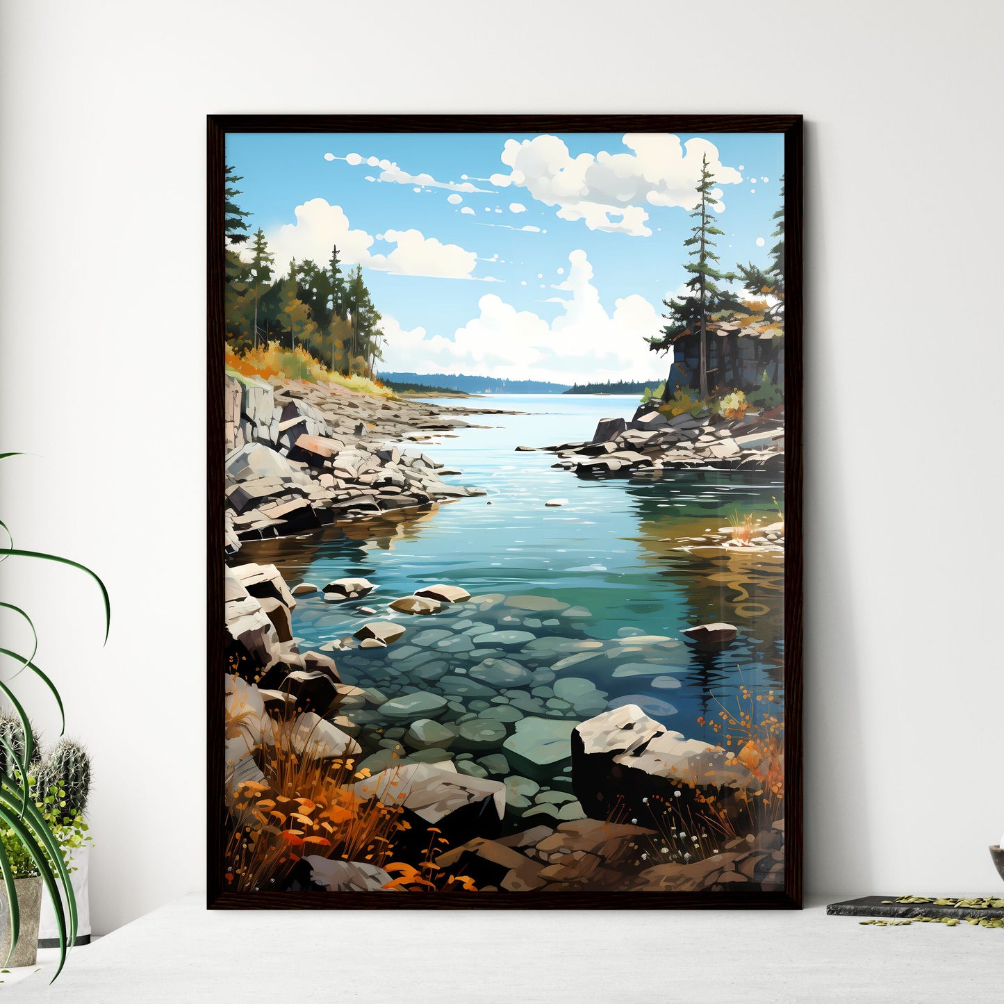 A Poster of Lake Superior Canada - A River W - Framed Art Print