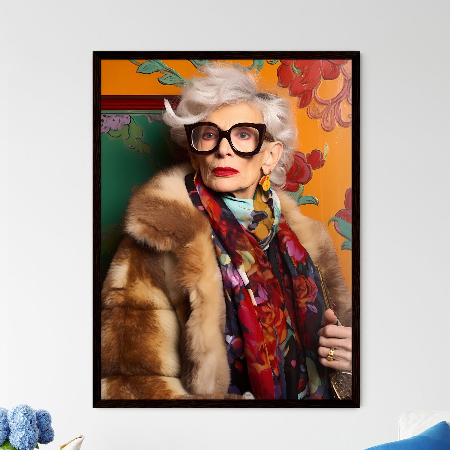 A Poster of gorgeous eldery eclectic woman i - Framed Art Print