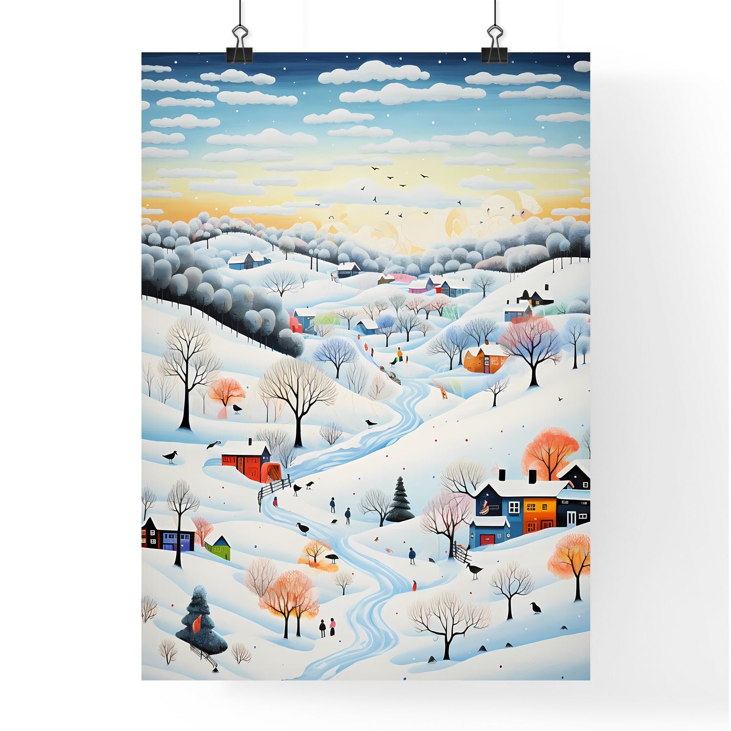 A Poster of snow landscape - A Painting Of A Snowy Landscape Default Title