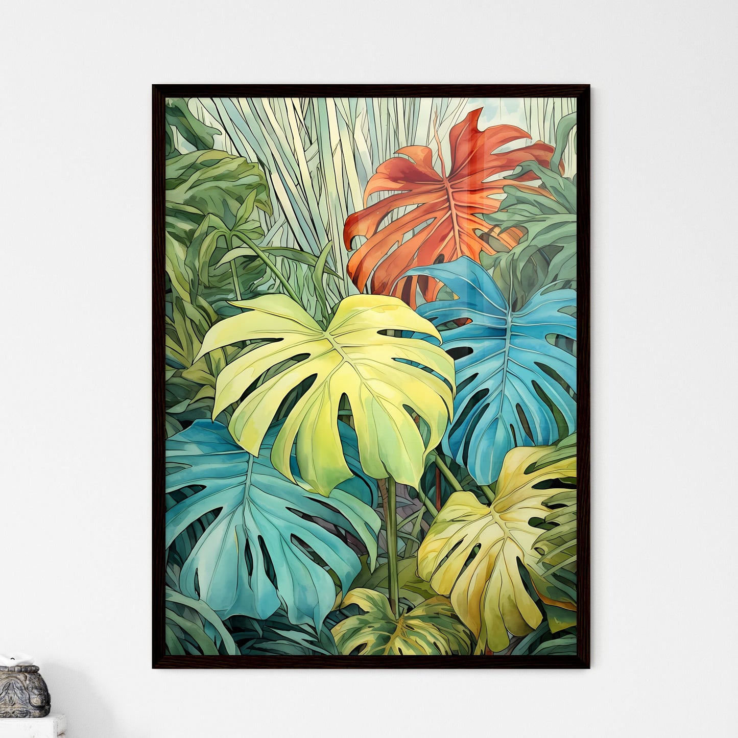 A Poster of tropical leaves - A Group Of Colorful Leaves Default Title