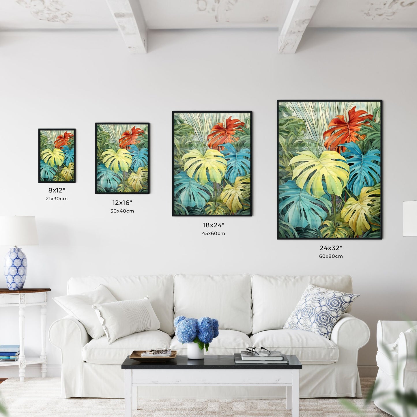 A Poster of tropical leaves - A Group Of Colorful Leaves Default Title