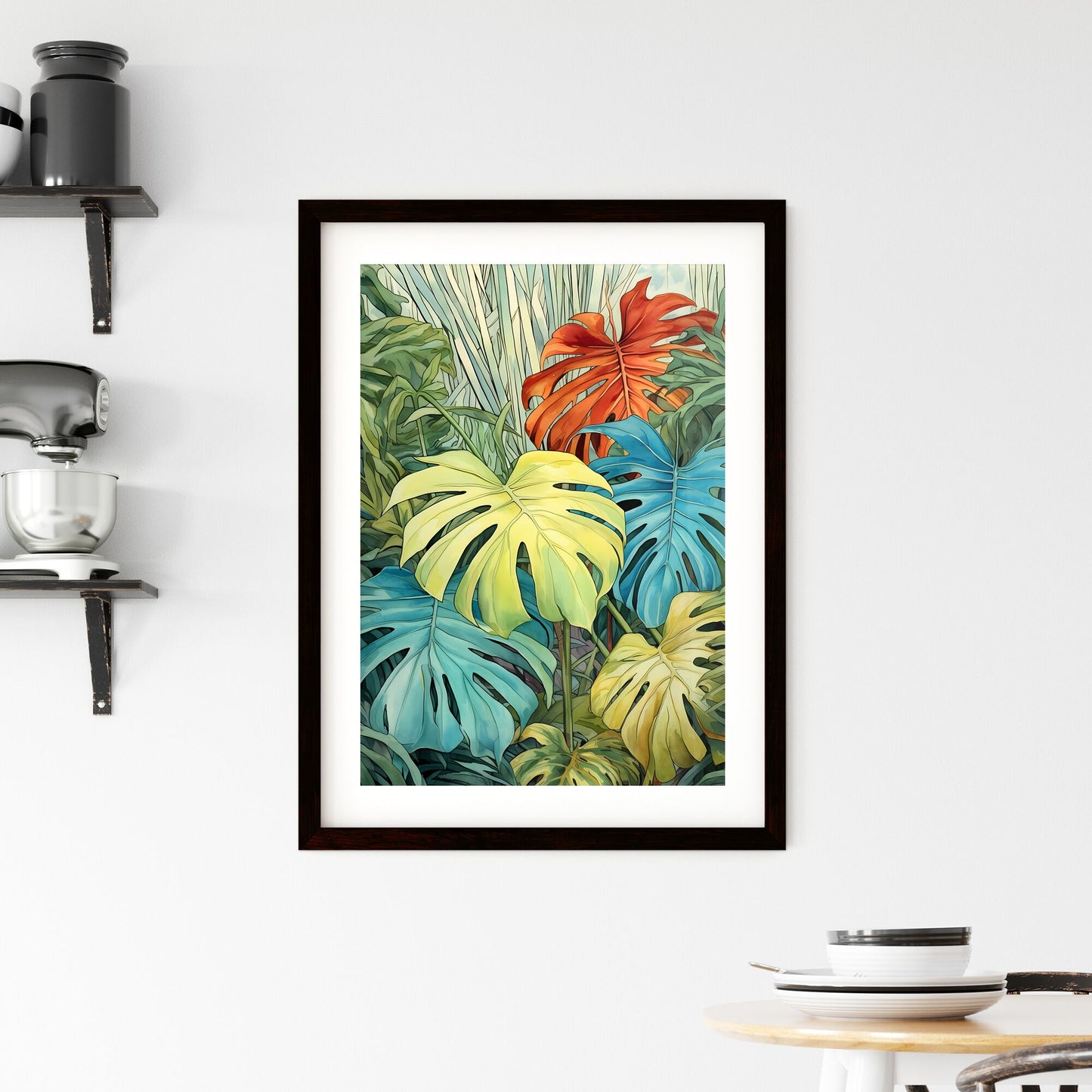 A Poster of tropical leaves - A Group Of Colorful Leaves Default Title