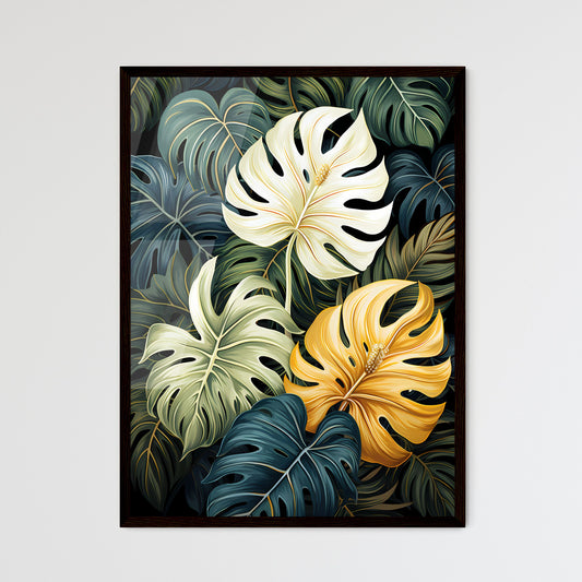A Poster of monochrome monstera tropical lea - Framed Art Print