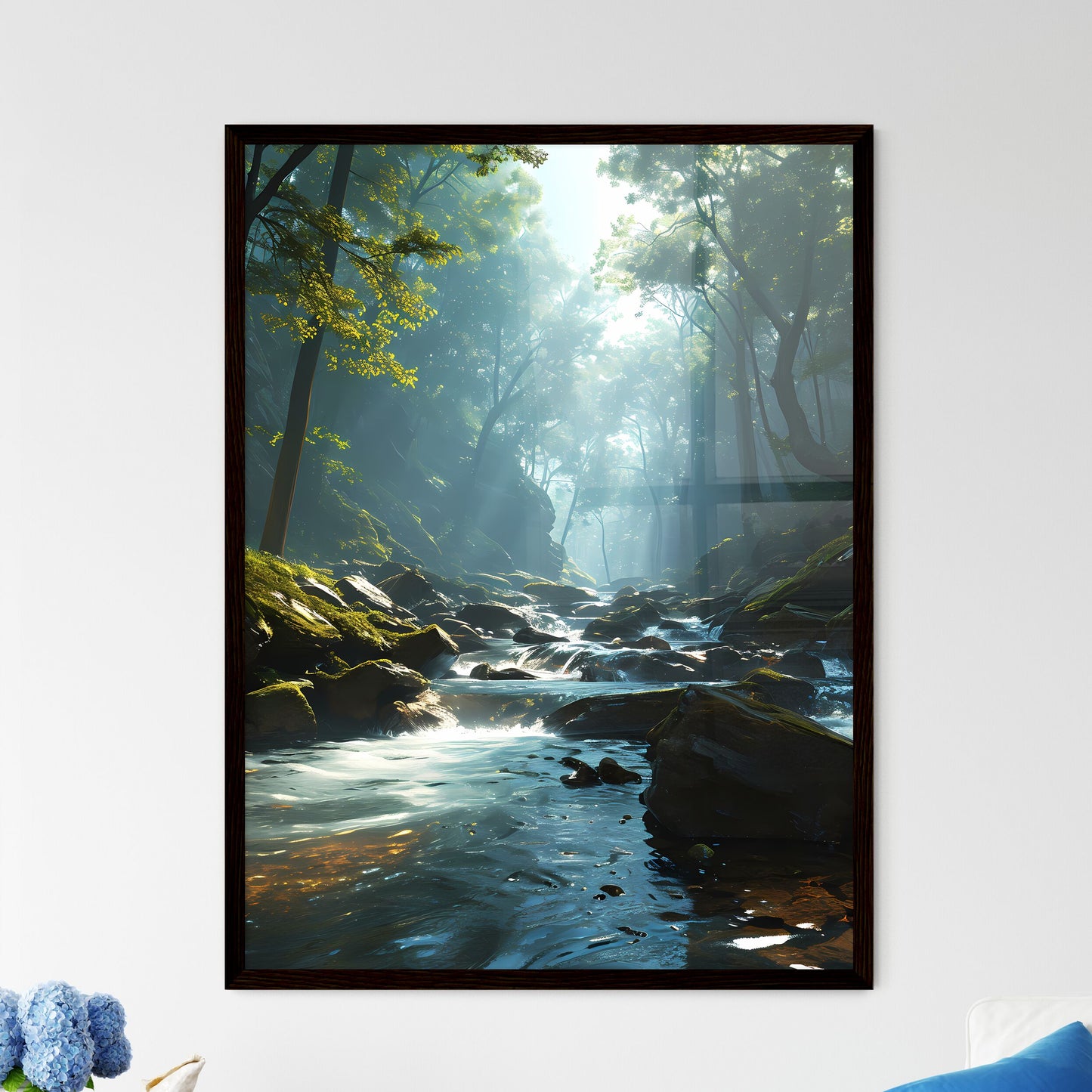 A Poster of Rainforests landscape - A River  - Framed Art Print