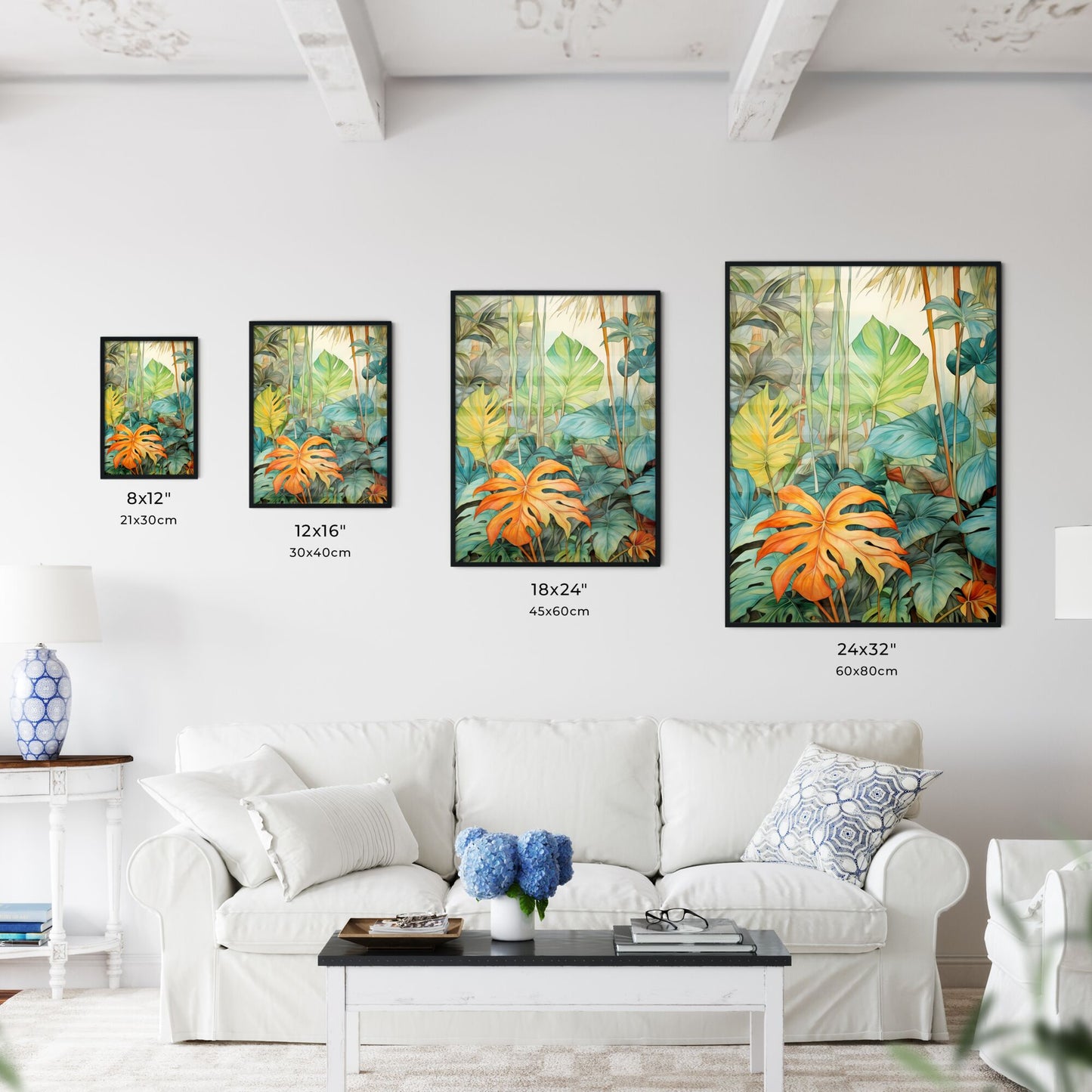 A Poster of tropical leaves - A Painting Of A Tropical Forest Default Title