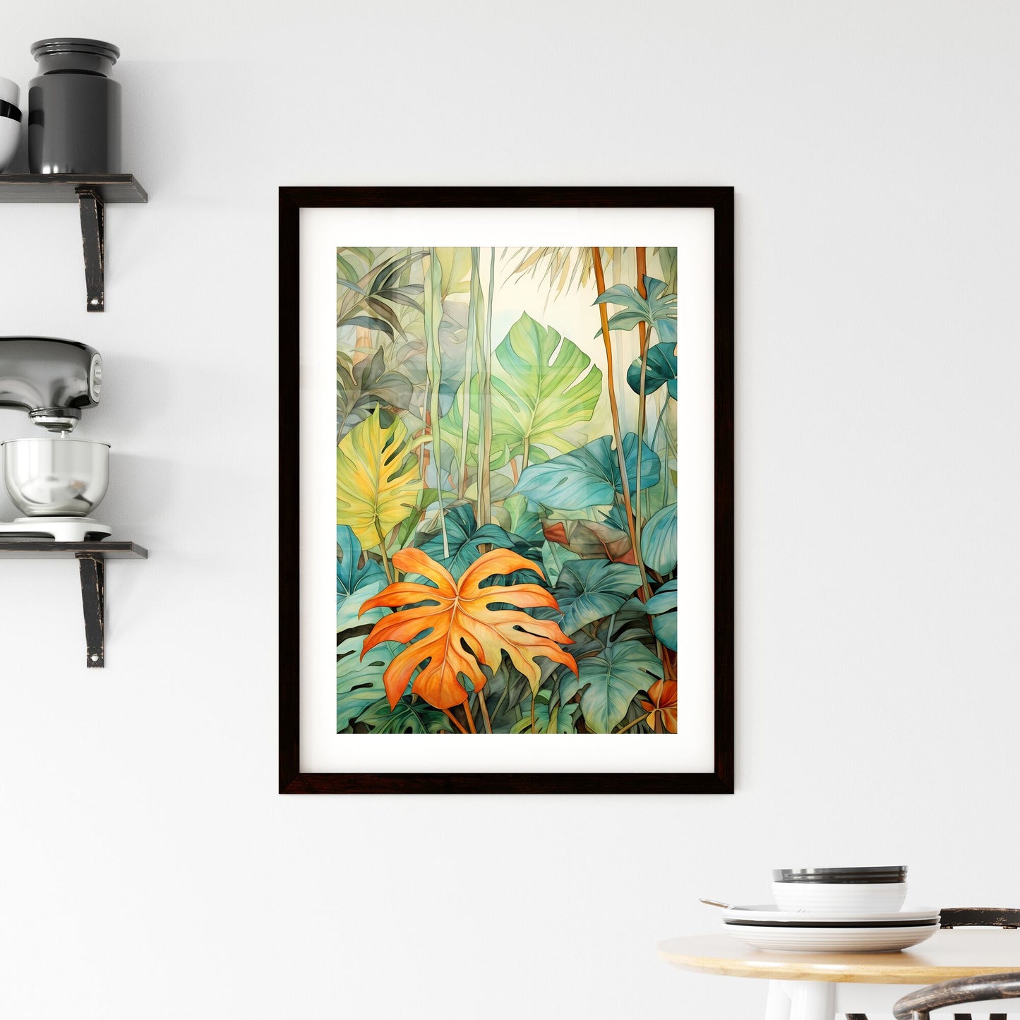 A Poster of tropical leaves - A Painting Of A Tropical Forest Default Title