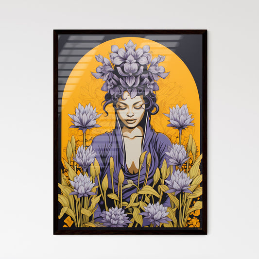 A Poster of Linocut Print Minimalism - A Wom - Framed Art Print