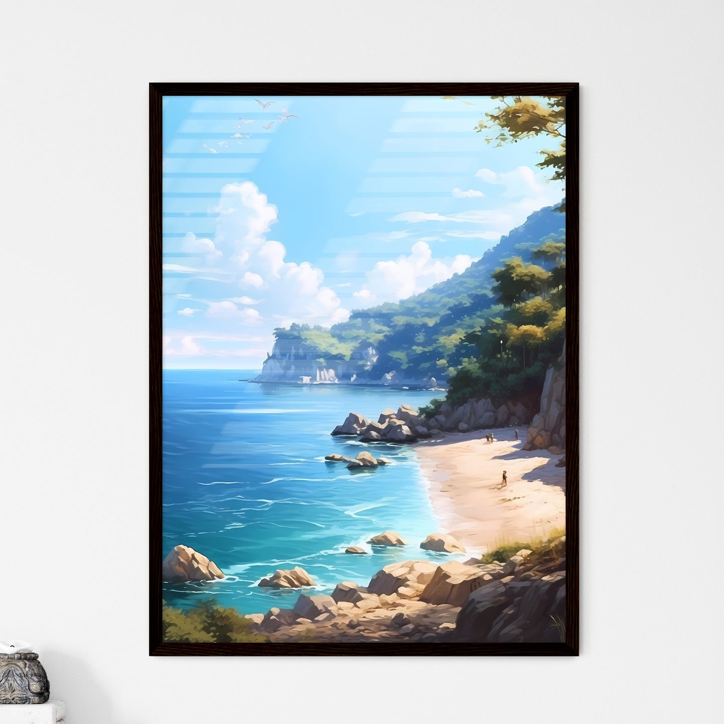 A Poster of Azure coast beautiful seashore - - Framed Art Print