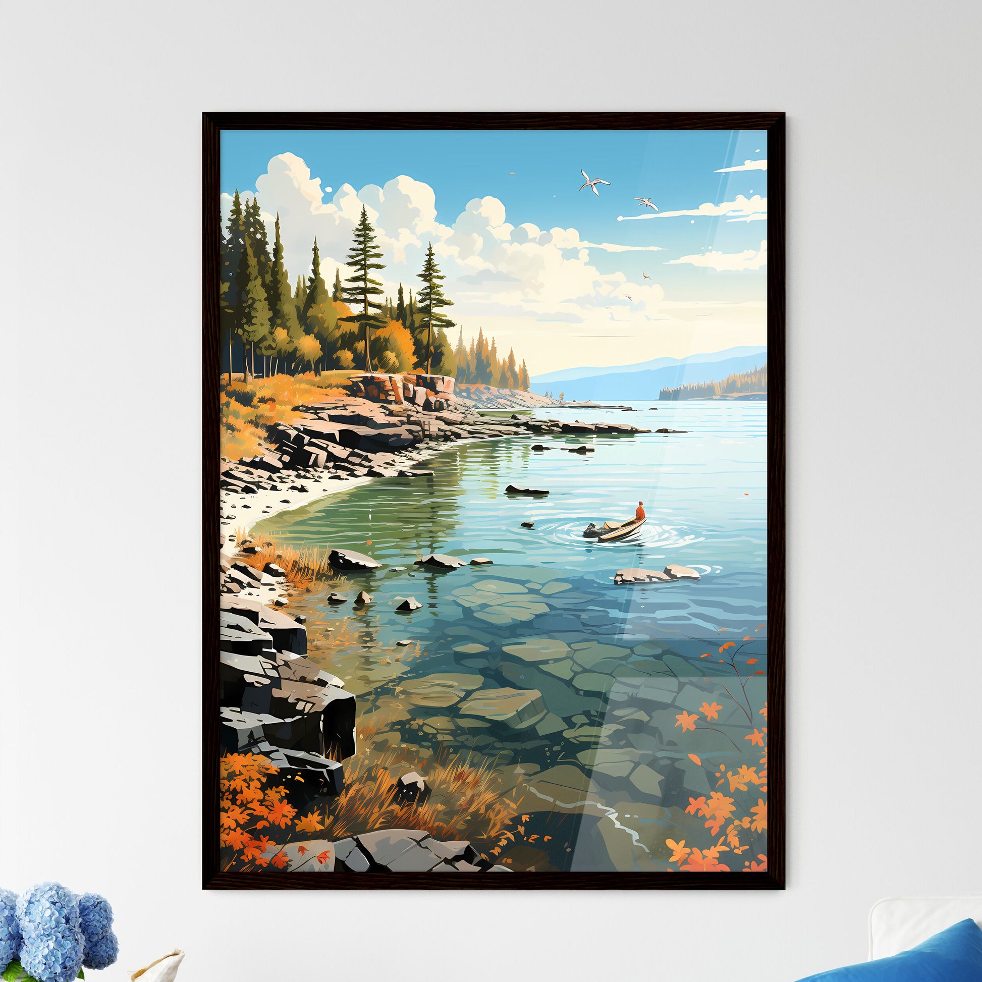 A Poster of Lake Superior Canada - A Rocky S - Framed Art Print