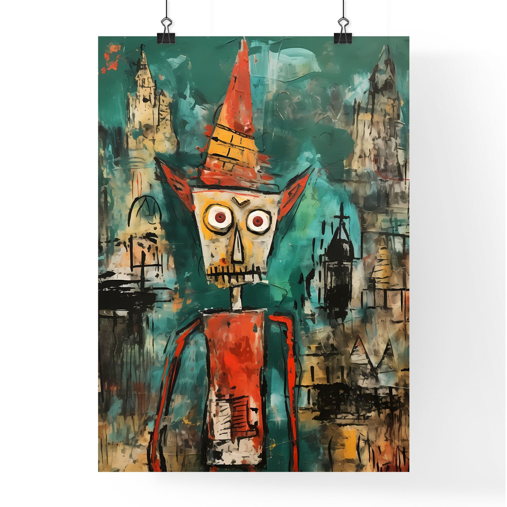 A Poster of Santas Elf - A Painting Of A Man With A Hat Default Title