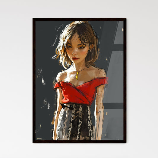 A Poster of cartoon illustration of a beauti - Framed Art Print