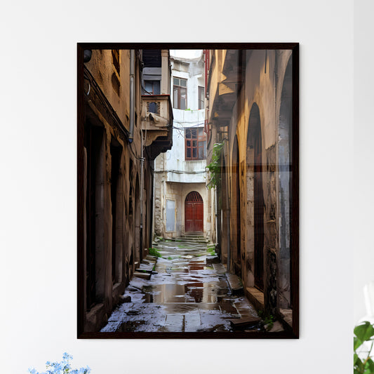A Poster of Narrow street Ottoman architecture - A Narrow Alley Between Buildings Framed Art