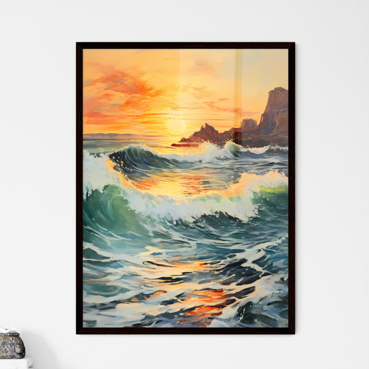 A Poster of breaking ocean wave falling - A  - Framed Art Print