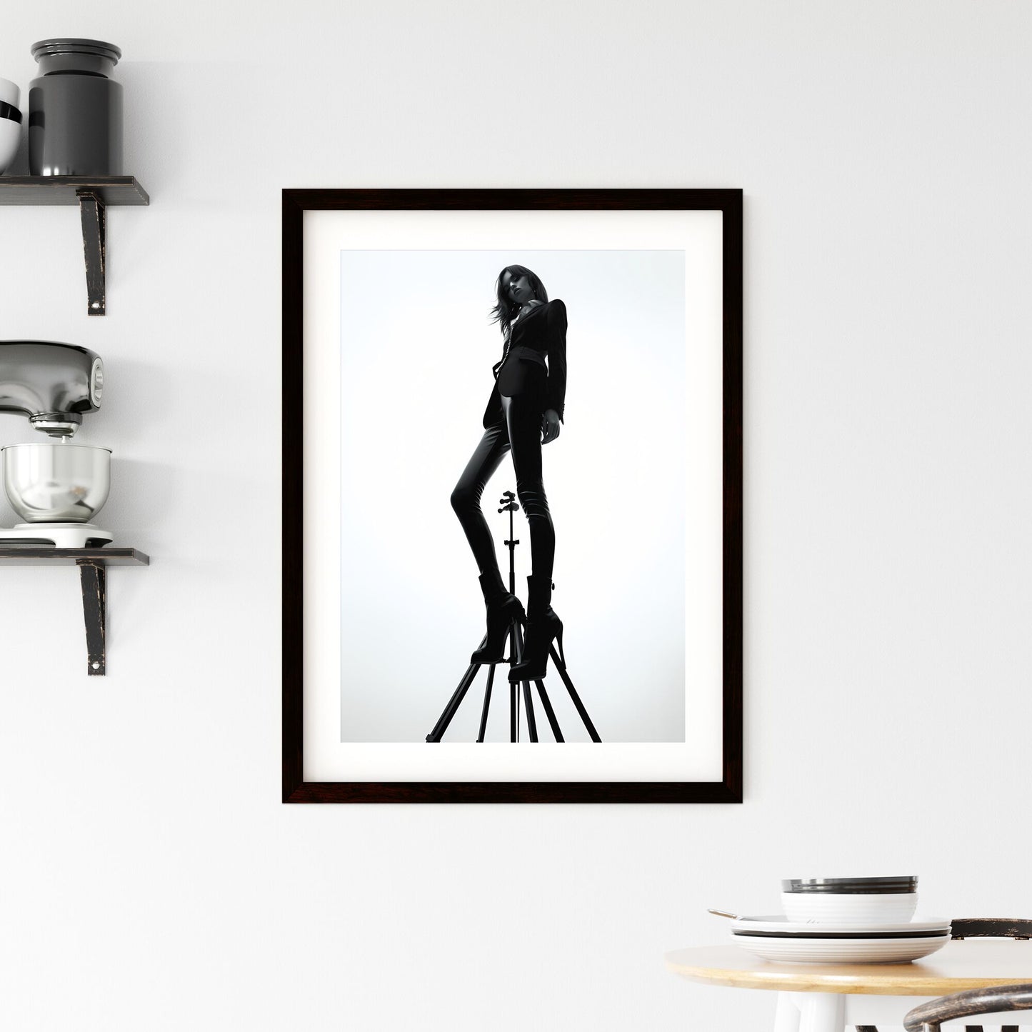 A Poster of girl model shooting low angle shot - A Woman Standing On A Stool Default Title