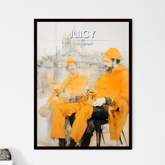 A Poster of orange juice - A Couple Of Men Wearing Orange Clothes Holding Glasses Of Wine Default Title