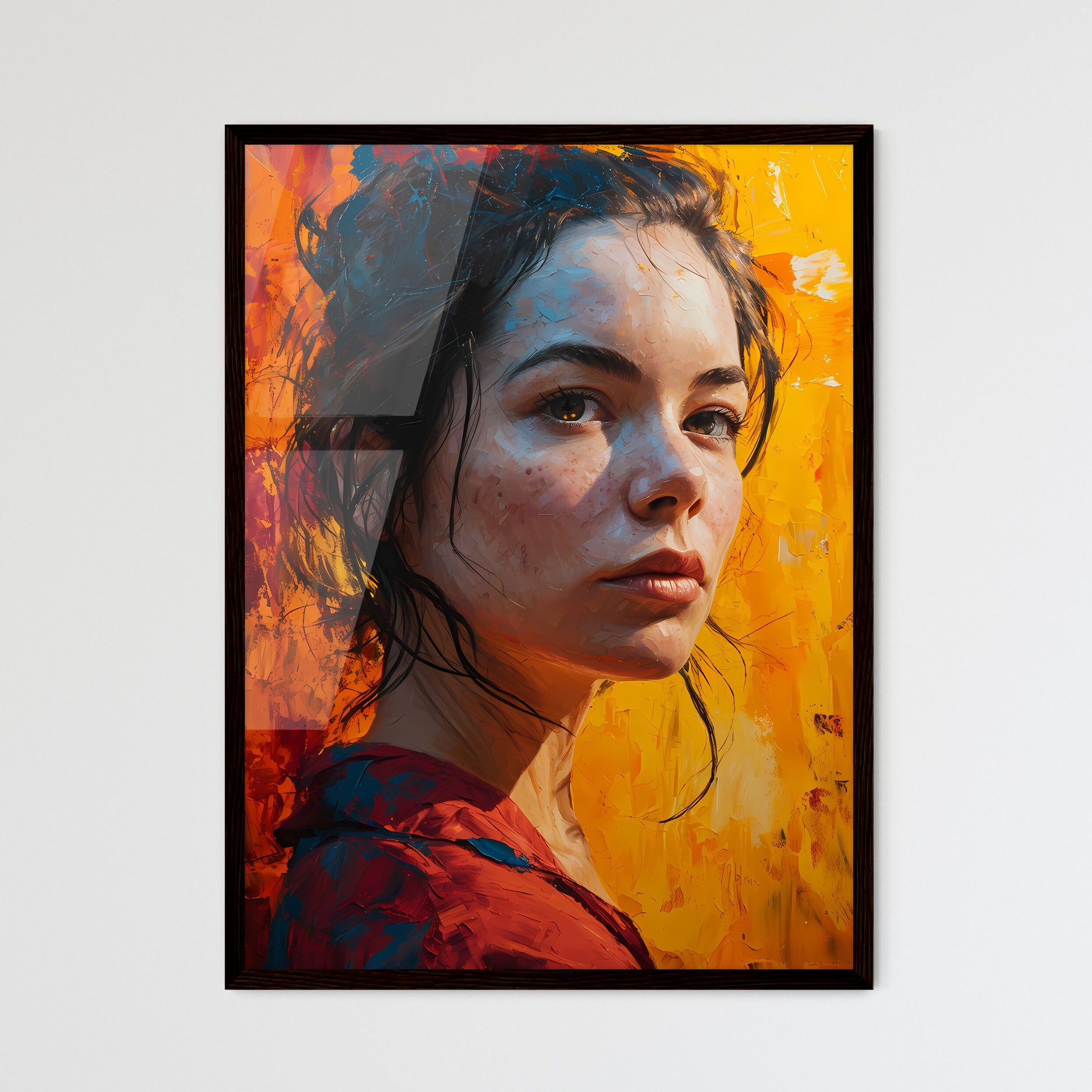 A Poster of painted portrait of woman in bed - Framed Art Print
