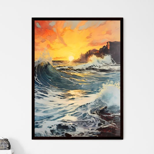 A Poster of breaking ocean wave falling - A  - Framed Art Print
