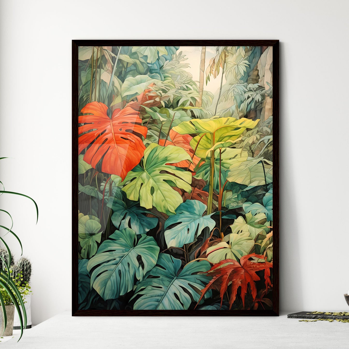 A Poster of tropical leaves - A Painting Of A Tropical Forest Default Title