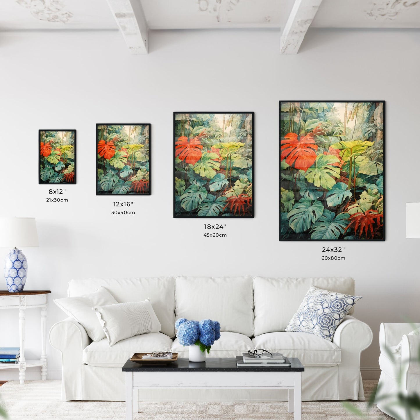 A Poster of tropical leaves - A Painting Of A Tropical Forest Default Title