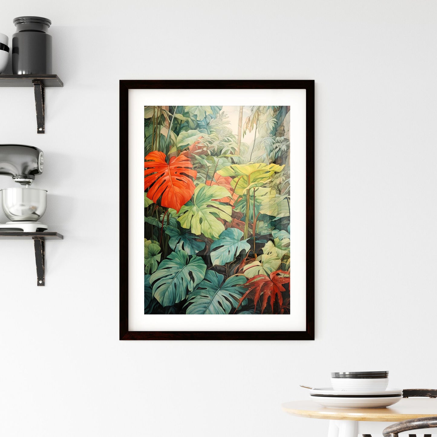 A Poster of tropical leaves - A Painting Of A Tropical Forest Default Title