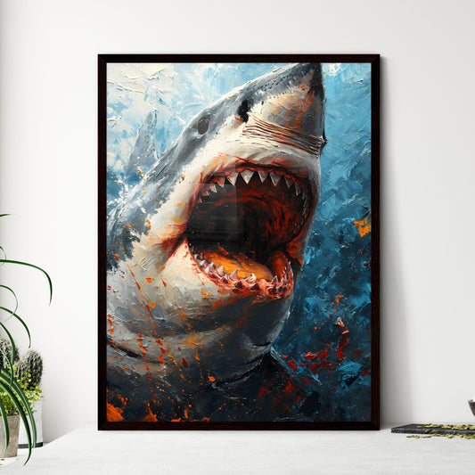 A Poster of The Shark Portrait with colorful Background  Wall Art