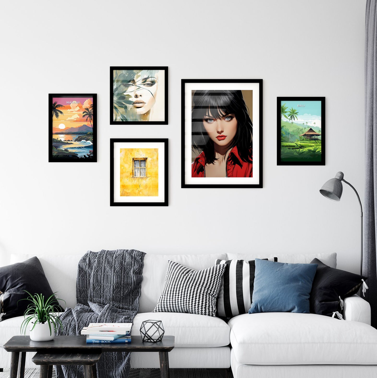 A Poster of Illustration Manga - A Woman With Black Hair And Red Jacket Default Title