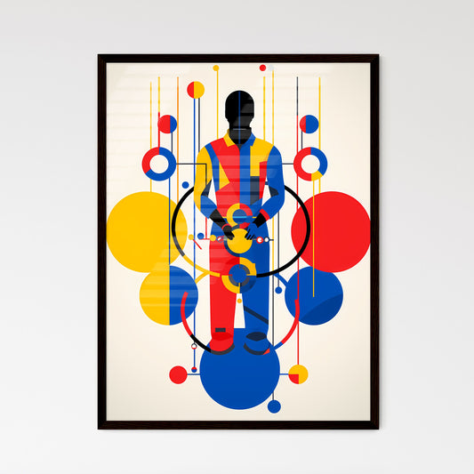 A Poster of minimalist mechanic art - A Man Standing In Front Of Colorful Circles Default Title