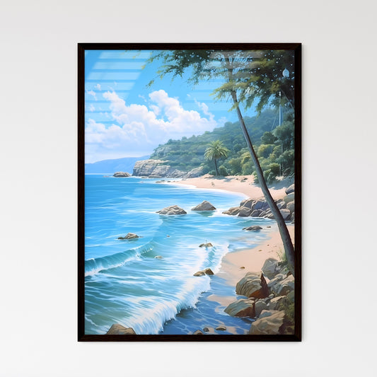A Poster of Azure coast beautiful seashore - - Framed Art Print