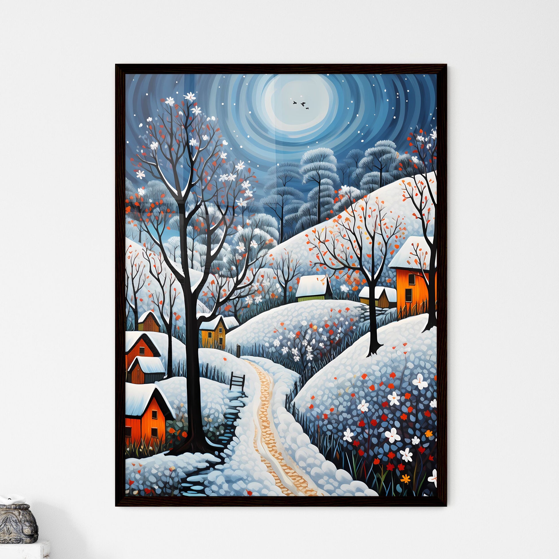 A Poster of snow landscape - A Painting Of A Village In The Snow Default Title