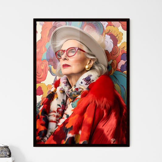 A Poster of gorgeous eldery eclectic woman i - Framed Art Print