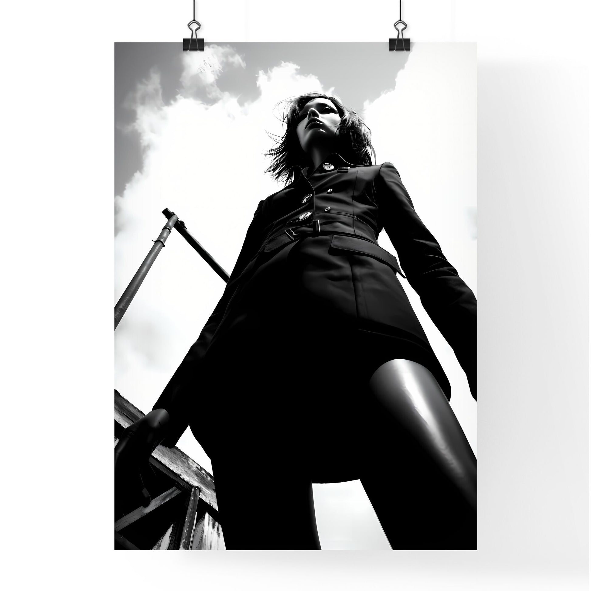 A Poster of girl model shooting low angle shot - A Woman In A Coat Default Title