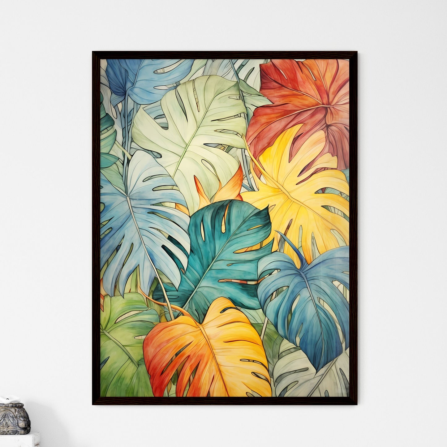 A Poster of tropical leaves - A Group Of Colorful Leaves Default Title